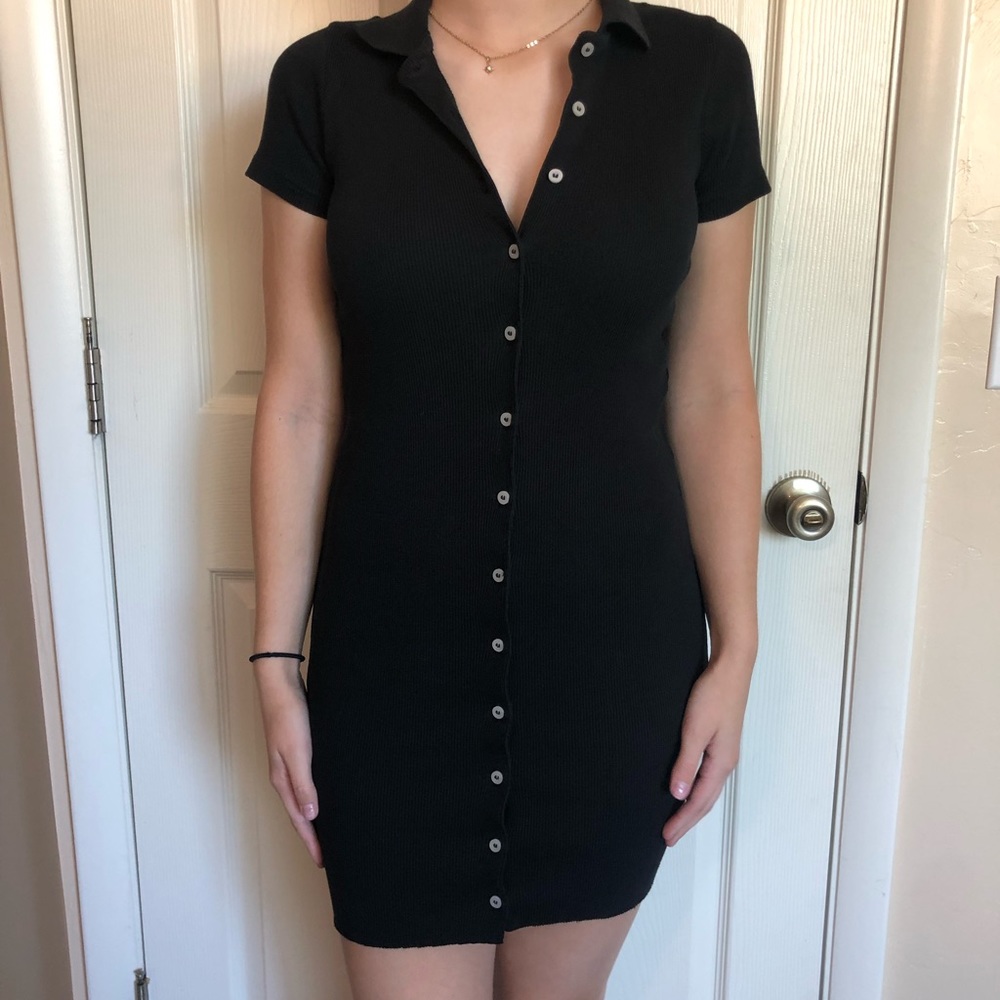 Black Brandy Melville button down collared dress